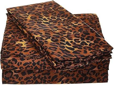 Luxurious Leopard Print Queen Sheet Set