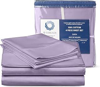 9Threads Luxurious 400 Thread Count Cotton Sateen Bed Sheets