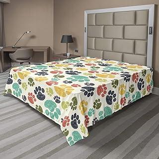 Ambesonne Charcoal Beige Dog Lover Flat Sheet