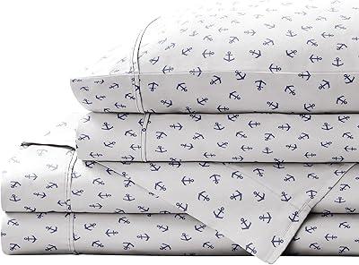 Anchors Navy Cotton Percale Sheet Set