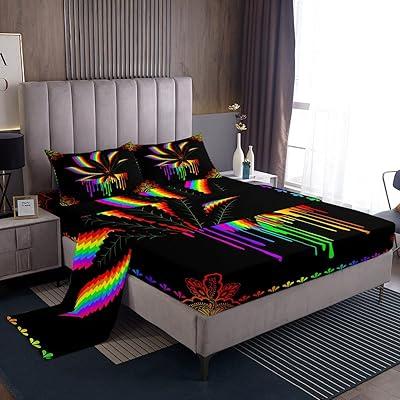 Rainbow Marijuana Leaf Bed Sheet Set