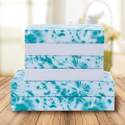 Teal Tie Dye Luxury Microfiber Bed Sheets Set