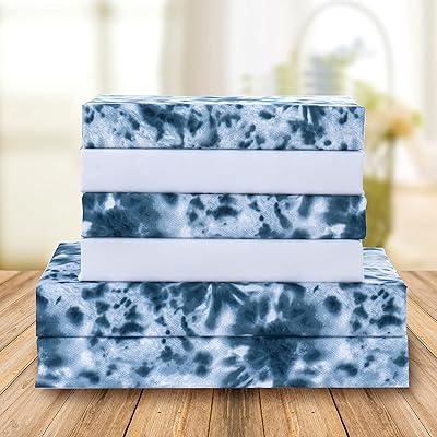 Blue Tie Dye Luxury Soft Bed Sheets Set