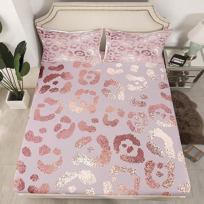 Cheetah Print Rose Gold Twin Fitted Sheet