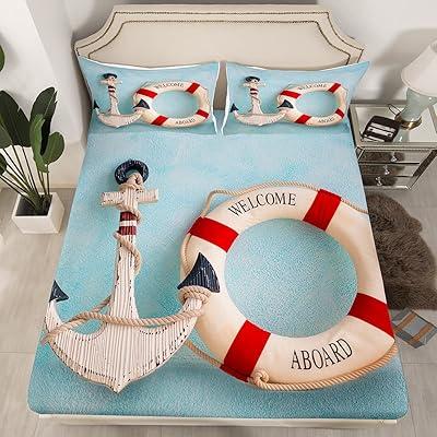 Erosebridal Nautical Coastal Queen Bed Sheet Set