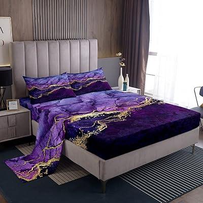 Luxury Iridescent Purple Marble Sheet Set