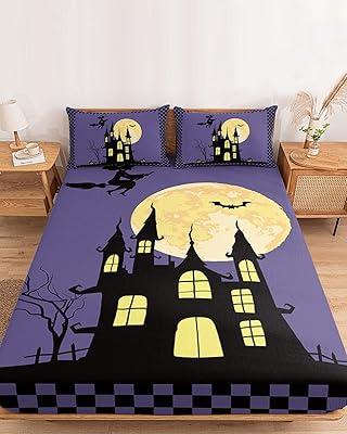 Haunted Castle Halloween Fitted Sheet - California King Size