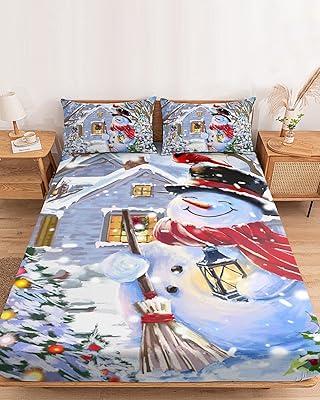 Snowman Cardinal Christmas Twin Fitted Sheet