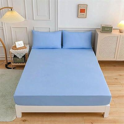 Blue Queen Fitted Micro-Knit Bed Sheet