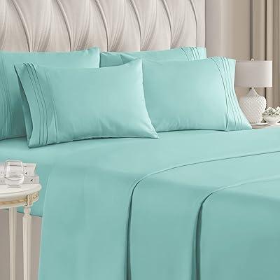 Luxury Full Size 10 PC Cooling Bed Sheet Set - Spa Blue