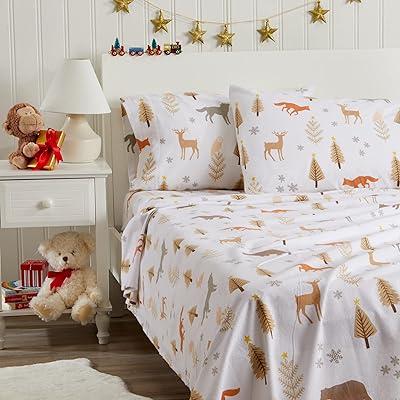 Great Bay Home King Lodge Holiday Flannel Sheet Set