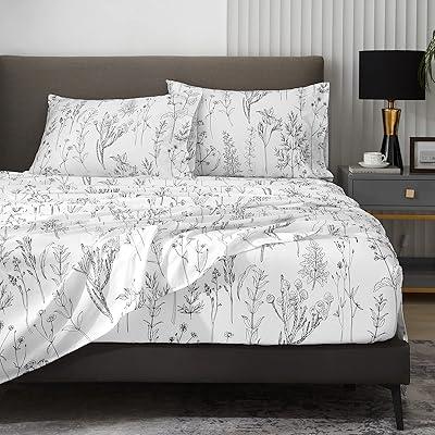 HYPREST Shabby Chic Floral King Bed Sheet Set