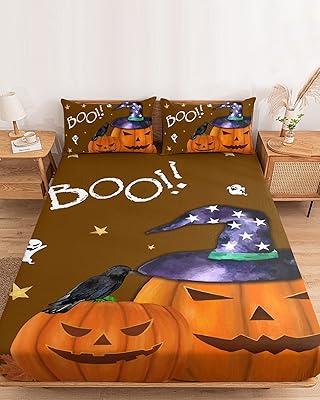 Pumpkin Ghost Fitted Sheet Set - Queen Size