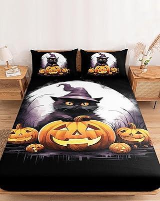 Scary Pumpkin Ghost Fitted Sheet - California King Size