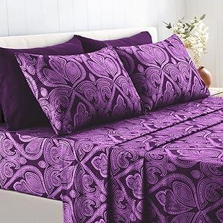 LDC California King Purple Paisley Microfiber Sheet Set