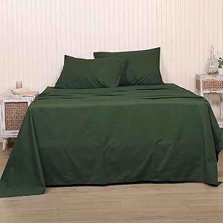 LINENWALAS King Size Cotton Flat Sheet - Avocado Green