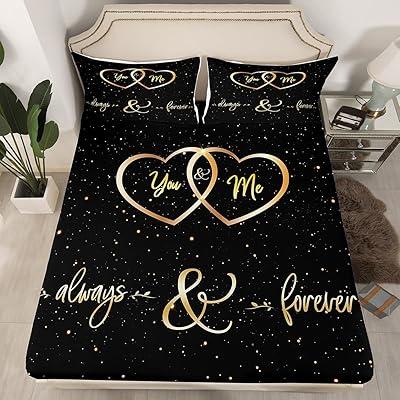 Mr & Mrs Romantic Quote Fitted Sheet Set