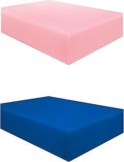 Brushed Microfiber Fitted Sheet - Twin Size (Pink & Royal Blue)