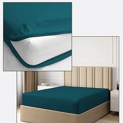 Teal Eco-Friendly Zipper Fitted Sheet - 600 TC Egyptian Cotton