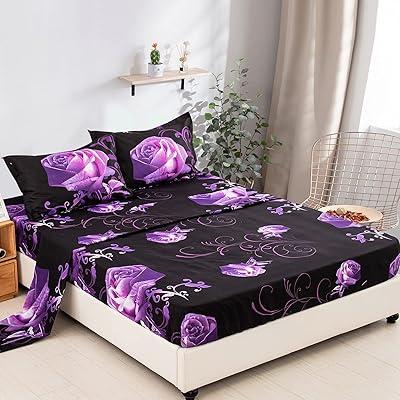 Purple Rose Twin Bed Sheet Set