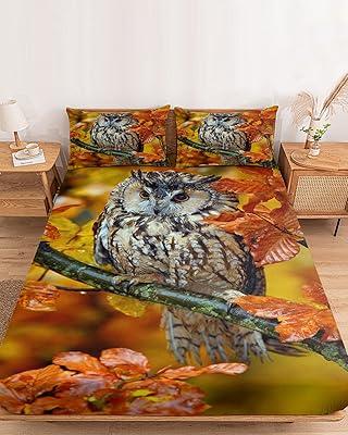 Autumn Owl Queen Fitted Sheet Set