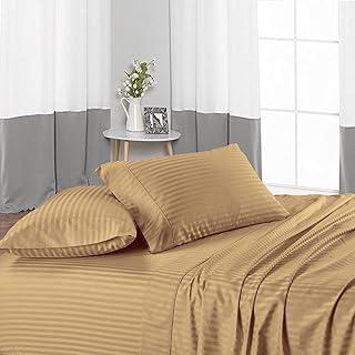 Premium 800 Thread Count Egyptian Cotton Flat Bed Sheet - Taupe Stripe