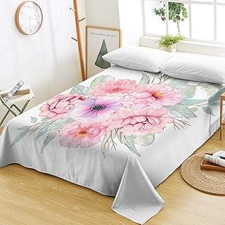 Sleepwish Pink Anemone Peony Botanical Flat Sheet