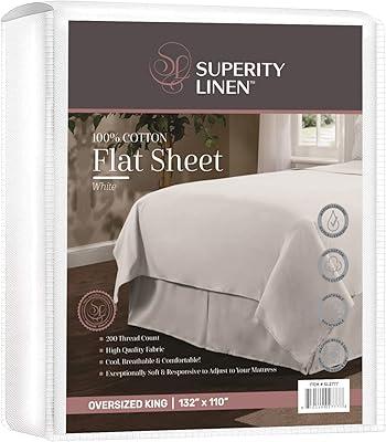 Superity 100% Cotton Oversized King Flat Sheet