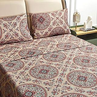 Tache Bohemian Beige Orange Mandala King Flat Sheet