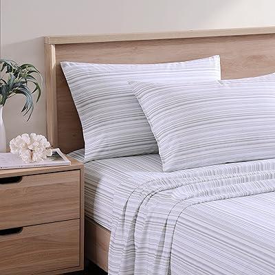 Crisp Cotton Percale Bedding Set in Kahanu Stripe Grey