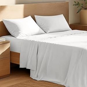 Bare Home 100% Cotton Ruffled White Sheet Set