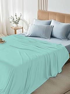 Cal King Satin Bed Sheets with Ultra Soft Comforter by Royal Hotel