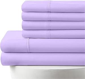 LuxClub 6-Piece Sheet Set - 100% Egyptian Cotton Sateen
