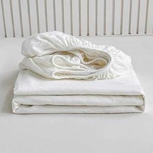 Luxury 100% Linen White Sheets with Black Piping