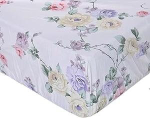 Mellanni 1800 Series White Bed Sheets with Pink Floral Pattern