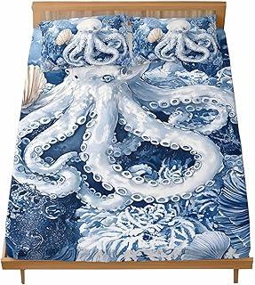 Mellanni White Sheet Set with Blue Floral Print